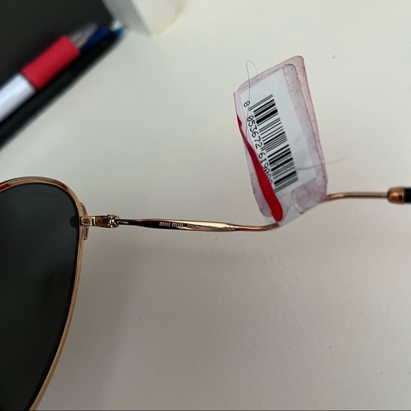 NWT Miu Miu Butterfly Cat eye Gold Stylized sunglasses - Picture 5 of 7